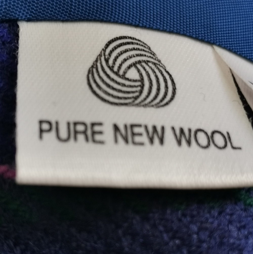 Vintage Avoca Collection Blue Purple Striped 100% Pure New Wool Jacket - Picture 7 of 10